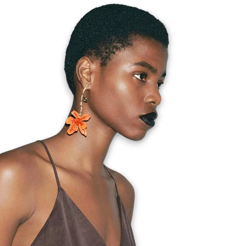 ZARA Stem Flower Earrings - Picture 2 of 15